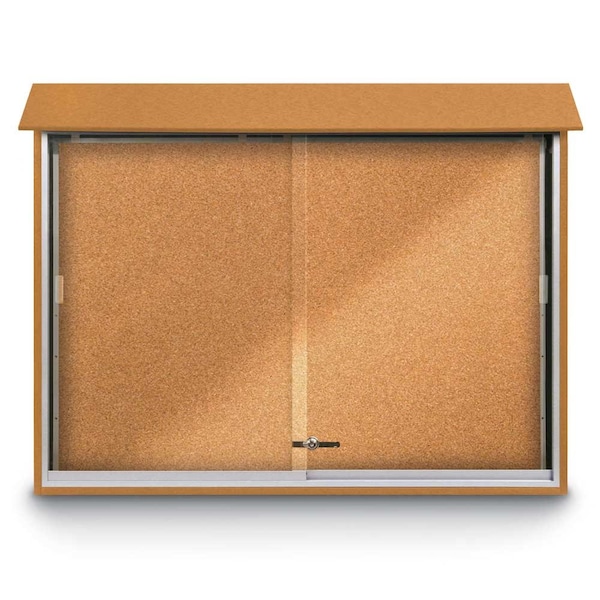 United Visual Products Outdoor Enclosed Combo Board, 72"x36", Satin Frame/White Porc & Black UVCB7236OD-WHTPORC-BLACK - main